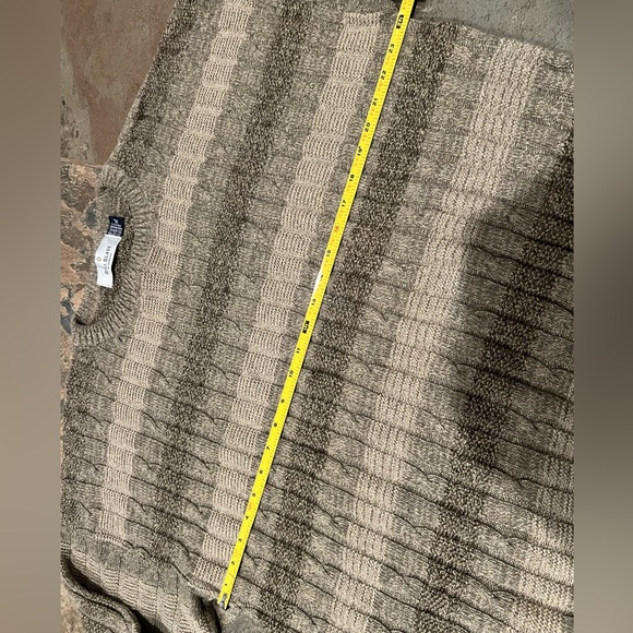 Vintage Made in USA Bill Blass Brown cable knit striped sweater men’s size XL - Picture 4 of 8